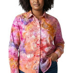 Wonderly Plus Size 1X Top Handmade Tie Dye Button Up Pink Orange Purple Boho 816 Photo 0