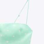 ZARA NWT Green Linen Polka Dot w/ Pocket Straight Neckline Mini Dress S 4661/371 Photo 2