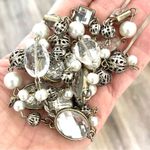 Silver tone faux pearl and rhinestone necklace Photo 5