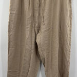 CJ Banks Linen Cotton Wide Leg Pants Womens 14W Beige Neutral Embroidered Boho Tan Photo 0