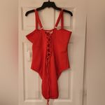 Good American Sculpt Lace Up Back Red One Piece Swimsuit Women’s Size 7/ 4XL Photo 2
