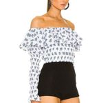 NWT Caroline Constas Lydia Blue Toile Off the‎ Shoulder Top Sz XXS $395 White Photo 2