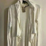 Dolan Anthropologie cardigan open‎ front draped hooded with pockets. Medium White Photo 1