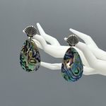 ALEX AND ANI  Abalone Shell Statement Earrings 2019 Rafaelian Silver Finish Beach Photo 0