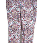 Chico's Jeans Womens 8P Petite White So Slimming Girlfriend Slim Leg Paisley Photo 0