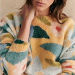 Sézane NWT Sezane Isadora Jumper in Flowers Mohair Wool Blend Sweater M Photo 0