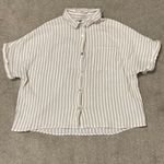 Angels Striped Guazy 100% Cotton Button Down Short Sleeve Shirt Size 2X Brown Photo 0