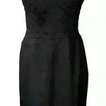 Papell Boutique PAPELL Women's Boutique 90s Knee Length Dress Satin Sz 10 Halter Strap Black Photo 0