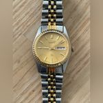Seiko  SQ Presidential Vintage Ladies Watch Gold Dial Two-Tone Bracelet Case Date Photo 4