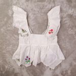 By Anthropologie Patched Hanky Babydoll Top Medium White Lace Embroidered Fairy Photo 2