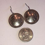 Silver Tone Boho Dangling Round Disc Pierced Earrings Photo 1
