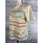 Alfred Dunner Embroidered Sweater Women PM Short Sleeve Crew Neck Floral Grandma Size undefined Photo 1