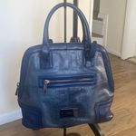 L.A.M.B. Gwen Stefani Domed Croc Embossed Blue Leather Bag Photo 0