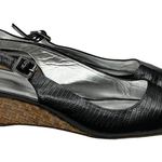 Banana Republic š¤ Leather Peep Toe Slingback Sandals Straw Espadrilles š¤ Black Photo 2