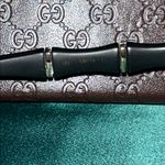 Gucci Square Bamboo Black Horn Sunglasses w/Case Italy Authentic Photo 7