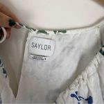 Saylor  Gracey Folk Floral Print Mini Dress Linen Puff Sleeve White Blue Photo 6