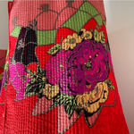 Vintage 1980s Aurora Ruffolo Quilted Jacket Wool Crepe Red Floral Button Medium Photo 2