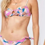 L*Space Bikini‎ Top Womens Large Rose Multi Sundazed Floral Swimwear Boho NWT Pink Photo 0