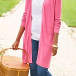 Talbots petite Barbie pink pocket long knit cardigan MP #671 Photo 0