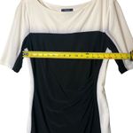 CHAPS Dress Womens Large Black White Colorblock Sheath Ruched Stretch Boatneck Photo 6