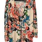 Chico's  Tropical Floral Lightweight Semi Sheer Knit Cardigan Sweater Womens Large Photo 0