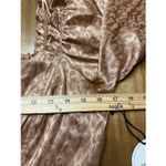 Milk & Honey Satin Corset Top Womens XL Long Sleeve Leopard Print Smocked Blouse Gold Photo 5