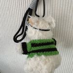 NEW Cute Westie Dog Plush Keychain 3x5 in –‎ Fluffy Bag Charm with Green Sweater Photo 3
