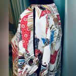 Melissa Paige Blouse SZXL White Popover Split Grommet Sleeve Geo Nature Print Photo 6