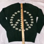 Witty Fox Green Peace Sign Floral Knit Sweater Young Contemporary Size S Photo 7