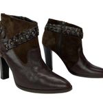 Diane Von Furstenberg  Leather Ankle Booties Braided Studded Brown Suede Size 7.5 Photo 5