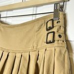 Madden Girl Khaki Pleated Mini Skirt Buckle Detail Raw Hem Size XS Photo 2
