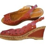 Patrizia by Spring Step Red Wedge Cutout Buckle Strap Sandals D Photo 0