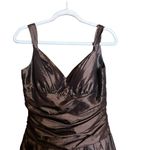 Bill Levkoff Cocktail Dress Womens 8 Brown Sateen Sweetheart Bridesmaid Ruched Photo 1