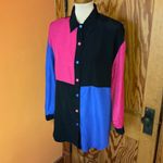 Vtg 80s color block oversized shirt Size L Photo 5