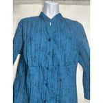 st. john's bay Women's Blouse Size L 3/4 Sleeve V Neck Button Down Dark Teal Photo 1