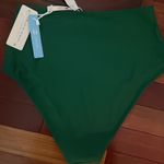Cupshe NEW High Waist Dark Green White Piping Bikini Bottom Preppy Taylor Swift Photo 3