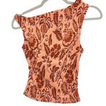 Free People Shea Floral Smocked Peach Red Tank Top Peach Brown Boho Sleeveless Photo 2
