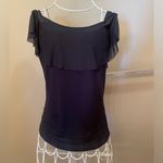 Garage Off-The-Shoulder Strapless Crop Top with Sheer Ruffle, Black, Size M Photo 1