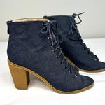 Catherine Malandrino Jerzinie Lace-up Denim Bootie Size 8 Blue Shoe Photo 1
