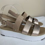 UGG  Braelynn Metallic Gold Leather Straps Platform Sandal Womens Size 10 Photo 0
