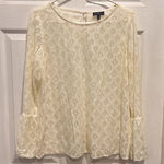 The Limited  Women's Lace Bell Sleeve Blouse‎ Top Women’s Size Large Cream Bridal Photo 0
