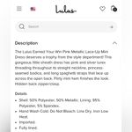 NWT Lulus Earned Your Win Pink Metallic Lace Photo 9