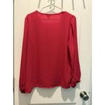 J Crew Top Womens L Hot Pink V Neck Tunic Balloon Sleeve Blouse Long Sleeve Boho Size L Photo 4
