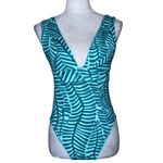 Vitamin A Women's Jade Print Plunge Full Coverage One Piece Swimsuit Sz L NWOT Photo 1