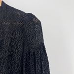 The Kooples  Paris Moon Dots Black Burnout Sheer Silk Blouse‎ Puff Sleeve Size 6 Photo 5