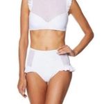 Avec Les Filles NWT Mesh Ruffle White Bikini Set sz L white polkadot mesh Photo 0