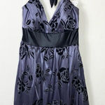 Trixxi  Blue & Black Floral Tie Waist Bubble Hem Halter Neck Formal Dress Size L Photo 0