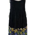 Free People FP One Lace Up Bohemian Beach Pintuck Summer Twirl Dress XS Black Photo 4