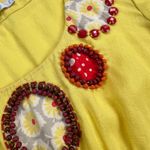 Boden Sunny Yellow Linen Beaded Jeweled Short Sleeve Tunic Top Ruched Size 6 Photo 8