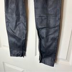 Theory Lamb Leather Black Leggings Sleek Pants Elastic Waist Zipper Details 10 Photo 3